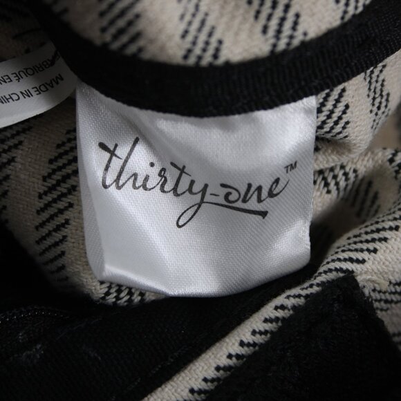 Thirty One Purse Retro Metro 19 x 14 x 7 White Black Striped Tote Purse - Picture 7 of 12